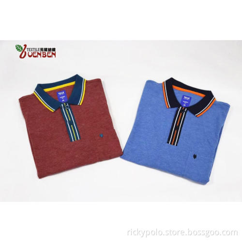 65% Poly 35% Baumwolle Melange Jersey Mit Kontrastkragen